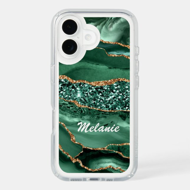 Emareld Green Gold iPhone Case Personalized Name (Front)