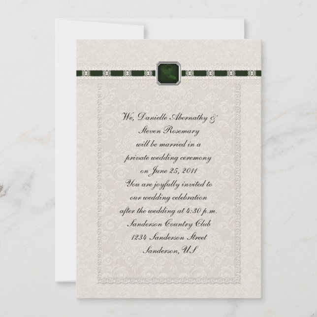 Emarld Ribbons & Lace Post Wedding Invitation (Front)