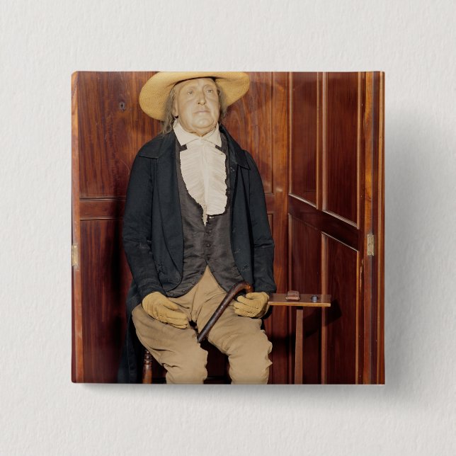 Embalmed body of Jeremy Bentham Pinback Button (Front)