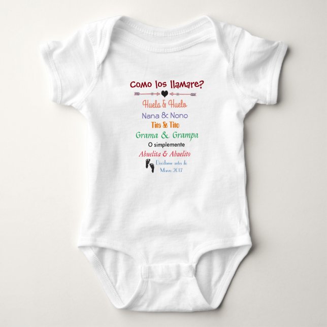 Embarazo/Pregnancy announcement Baby Bodysuit (Front)