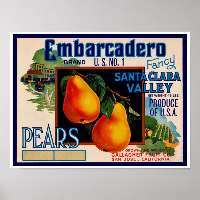 Embarcadero Fancy Santa Clara Pears Poster (Front)