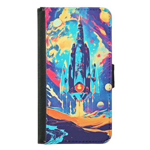 Embark on a Cosmic Odyssey with our Retro Planet Samsung Galaxy S5 Wallet Case