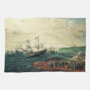 Embarkation at Margate of the Elector Palatine  Kitchen Towel
