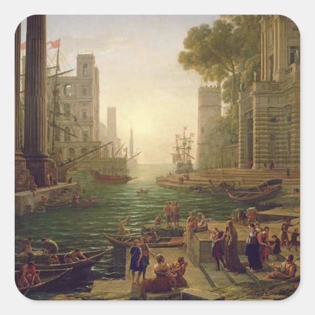 Embarkation of St. Paula Romana at Ostia, 1637-39 Square Sticker (Front)