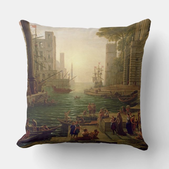 Embarkation of St. Paula Romana at Ostia, 1637-39 Throw Pillow (Front)