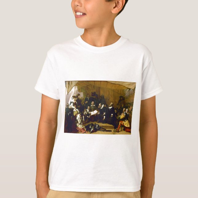 Embarkation of the Pilgrims by Robert W. Weir T-Shirt (Front)