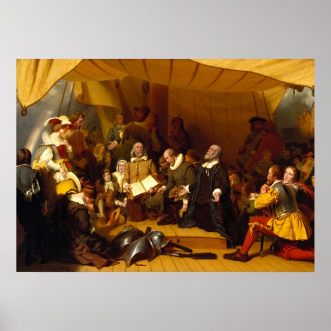 Embarkation of the Pilgrims by Robert Walter Weir Poster (Front)