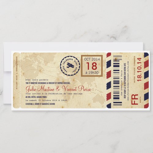 Embarquement avion invitation de billet de passage