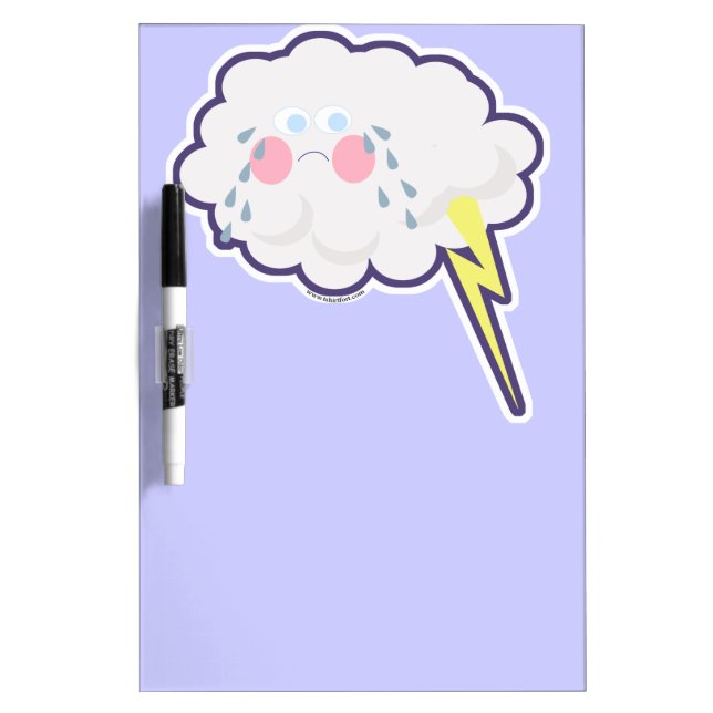 Embarrassed Emo Kawaii Lightning Cloud Dry Erase Board (Front)