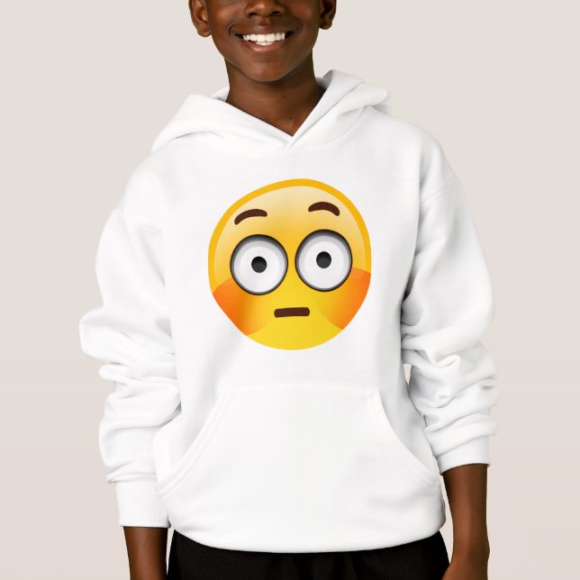 Embarrassed Emoji  with flushed cheeks Hoodie (Front)