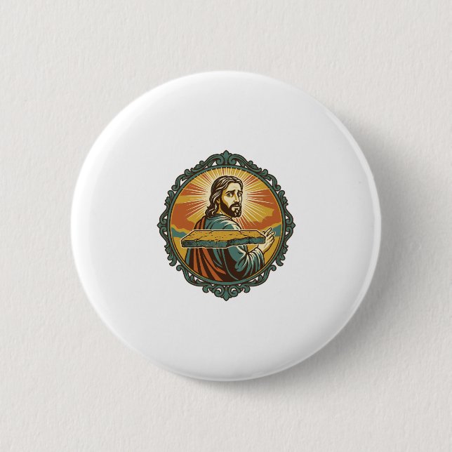 Embarrassed Jesus Tripping Flat Surface Public Clu Button (Front)