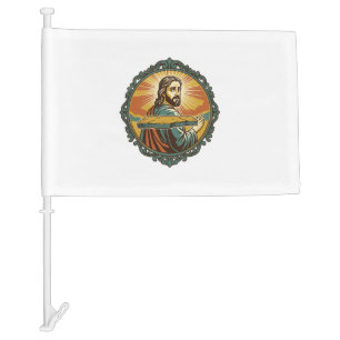 Embarrassed Jesus Tripping Flat Surface Public Clu Car Flag