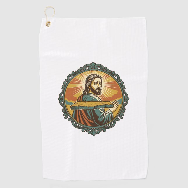 Embarrassed Jesus Tripping Flat Surface Public Clu Golf Towel (Front)
