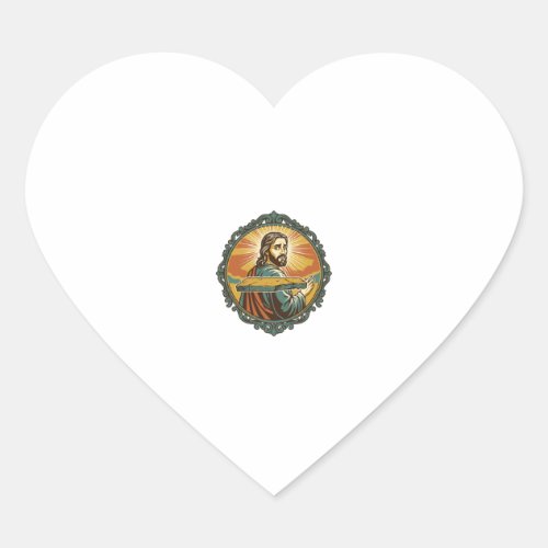 Embarrassed Jesus Tripping Flat Surface Public Clu Heart Sticker