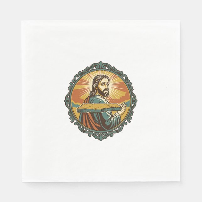 Embarrassed Jesus Tripping Flat Surface Public Clu Napkins (Front)