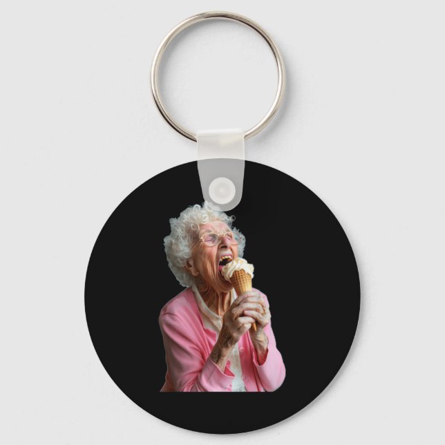 Embarring Old Ladies Meme Grandma Grandmother Gran Keychain (Front)