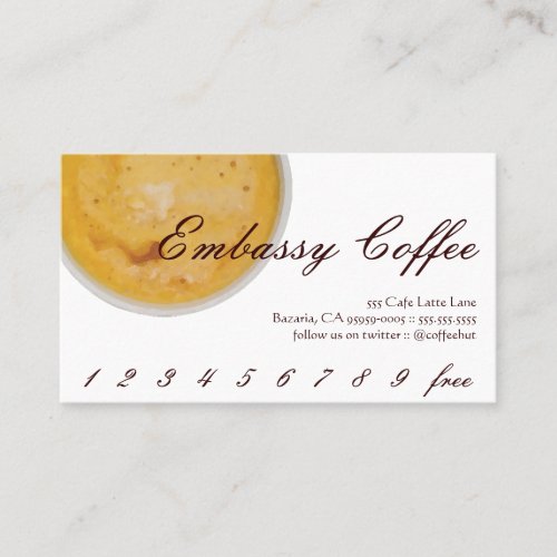 Embassy Coffee Drink Loyalty / Punch Card Business Card Templates
