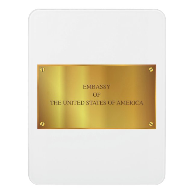 Embassy Of The United States Door Sign (Contemporary Vert)