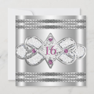 Embellished Elegant Silver Invite