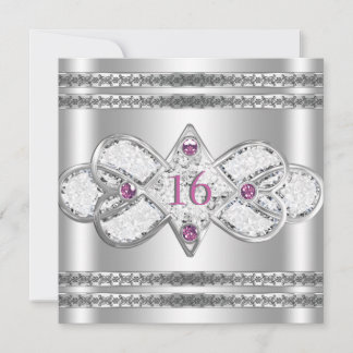 Embellished Elegant Silver Invite