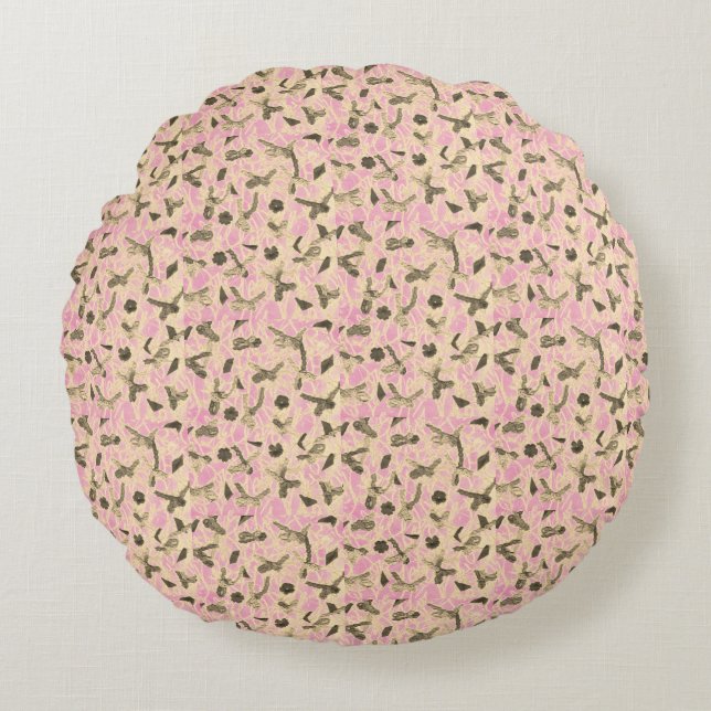 Embellished Floating Bows   Round Pillow (Front)
