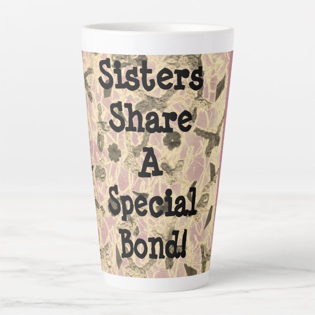 Embellished Floating Bows Sister   Latte Mug (Front)