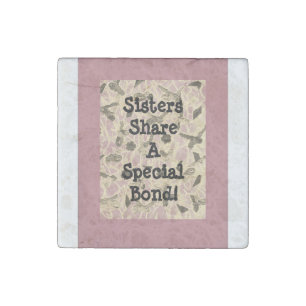 Embellished Floating Bows Sister   Stone Magnet