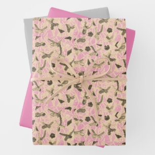 Embellished Floating Bows Wrapping Paper Sheets