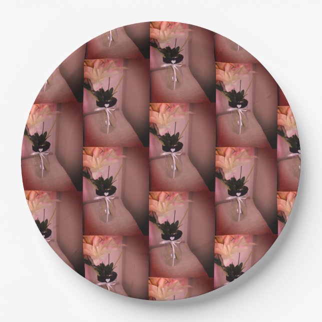 Embellished Flower Abstract Paper Plates (Front)