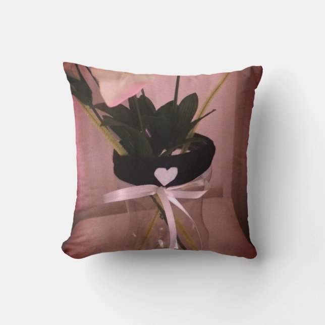 Embellished Flower Abstract Throw Pillow (Front)