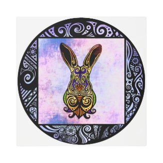 Embellished Hopped-Up Hare #1 Illustration Metal Print