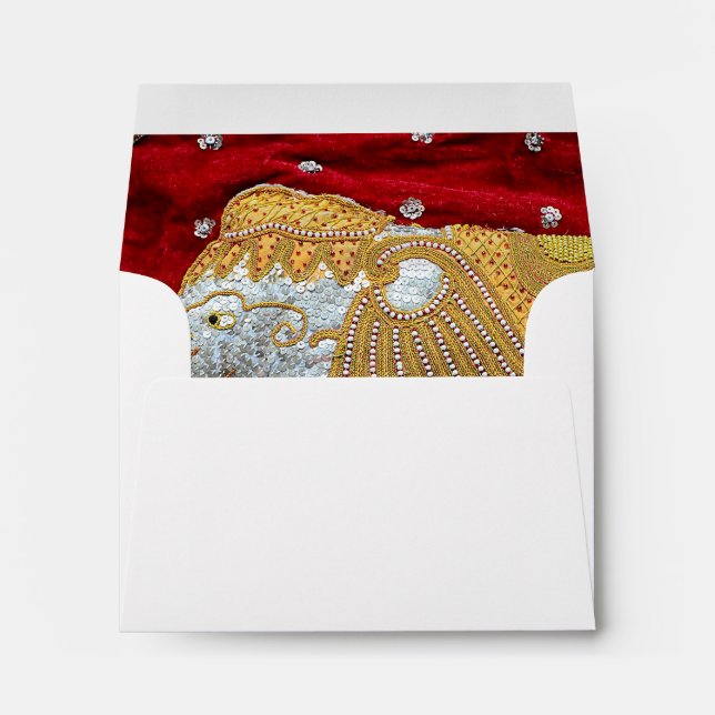 Embellished Indian Elephant Red and Gold Envelope (Back (Bottom))