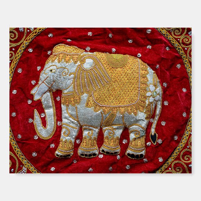 Embellished Indian Elephant Red and Gold Foam Board (Front)