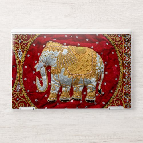 Embellished Indian Elephant Red and Gold HP Laptop Skin