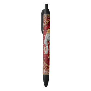 Embellished Indian Elephant Red and Gold Pen