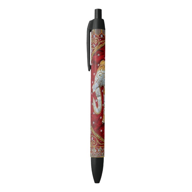 Embellished Indian Elephant Red and Gold Pen (Top (Vertical))