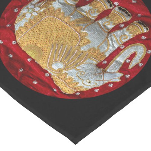 Embellished Indian Elephant Red and Gold Short Table Runner