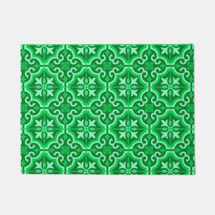 Embellished Moroccan Tile Pattern, Emerald Green Doormat