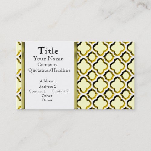 Embellished Moroccan Trellis (Gold) (Monogram) Business Card Template