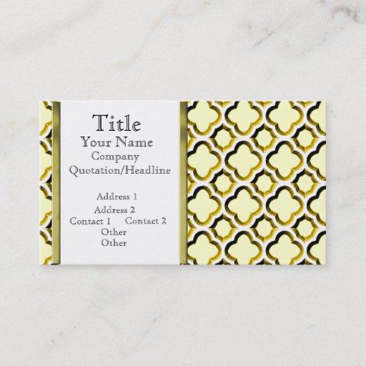 Customizable Embellished Moroccan Trellis (Gold) (Monogram) Business Card Template
