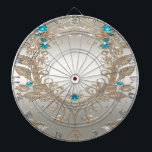 Embellishing Gold Blue Stones Dartboard<br><div class="desc">Beautiful Embellishing Gold Blue Stones Dartboard</div>