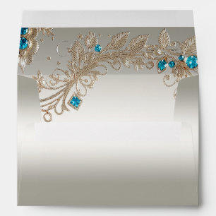 Embellishing Gold Blue Stones Envelope