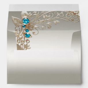 Embellishing Gold Blue Stones Envelope