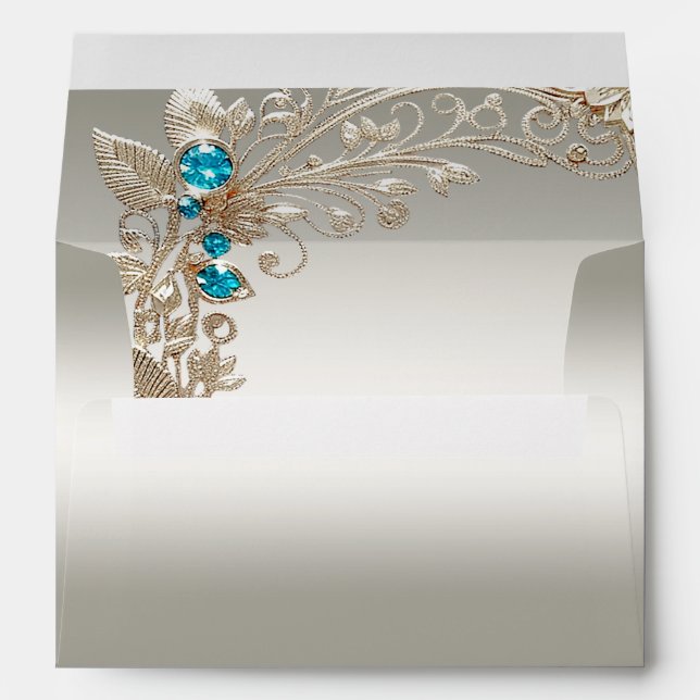 Embellishing Gold Blue Stones Envelope (Back (Bottom))