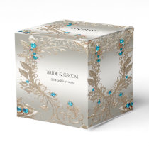 Embellishing Gold Blue Stones Favor Box