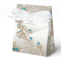 Embellishing Gold Blue Stones Favor Box