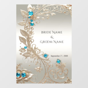 Embellishing Gold Blue Stones Floor Decal