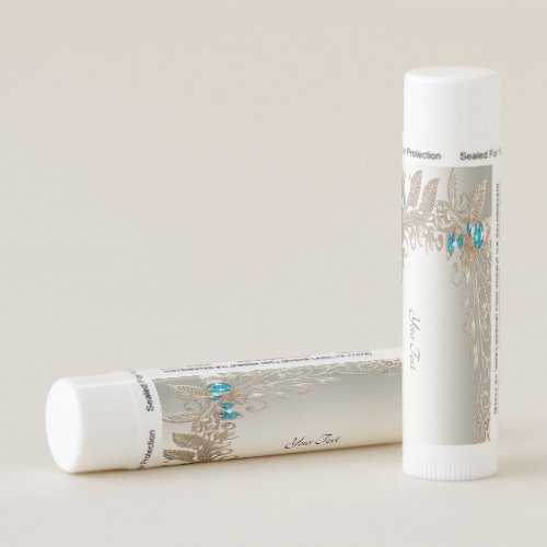 Embellishing Gold Blue Stones Lip Balm