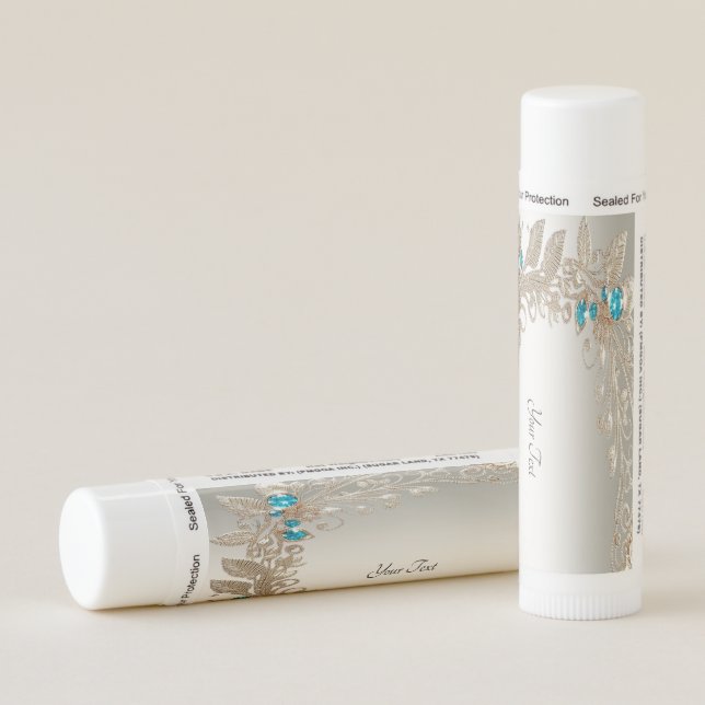 Embellishing Gold Blue Stones Lip Balm (Rotated Right)