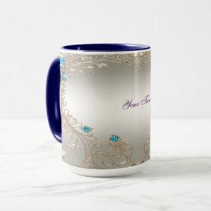 Embellishing Gold Blue Stones Mug